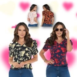 Blusa Elegante para Mujer Cuello en V Estilo Primaveral de Poliester Colores Varios