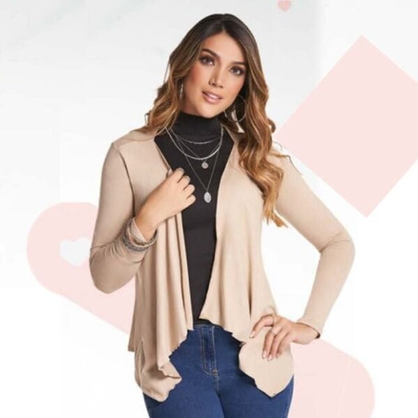 Cárdigan Liso Informal Sueter, Saco con Mangas, Ropa de Mujer de Viscosa Colores Varios