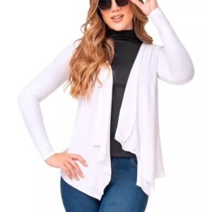 Cárdigan Liso Informal Sueter, Saco con Mangas, Ropa de Mujer de Viscosa Colores Varios