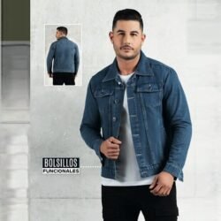 Chaqueta de Jean para Hombre con Bolsillos Chaqueta Denim con Botones y Bolsillos Funcionales de Mezclilla Colores Varios