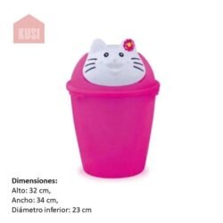 Cubo de Basura para Infantes de 6 Litros Cubeta de Basura para Bebés, Estilo de Gatico Kawaii de ABS Colores Varios