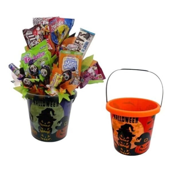 Cubos de Dulces para Halloween Balde de Truco o Trato, Suministros de Fiesta de Plástico Colores Varios