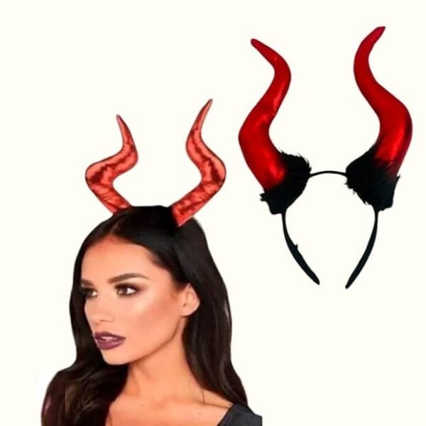 Diadema Larga de Cuerno para Disfraz de Halloween Tocado Gótico de Horror para Halloween de Espuma Color Rojo