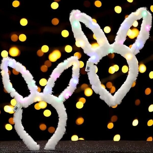 Diadema Luminosa con Orejas de Conejo para Niña y Mujer, Diadema para Festival de Niños Accesorios para el Cabello de Halloween de Felpa Colores Varios