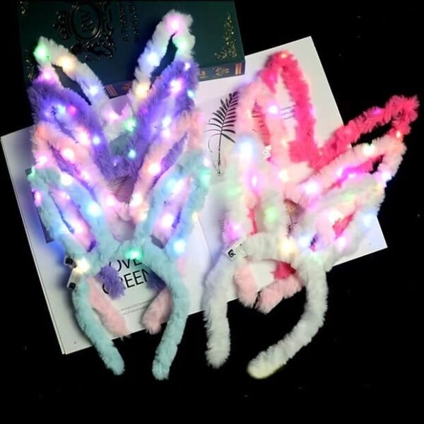 Diadema Luminosa con Orejas de Conejo para Niña y Mujer, Diadema para Festival de Niños Accesorios para el Cabello de Halloween de Felpa Colores Varios