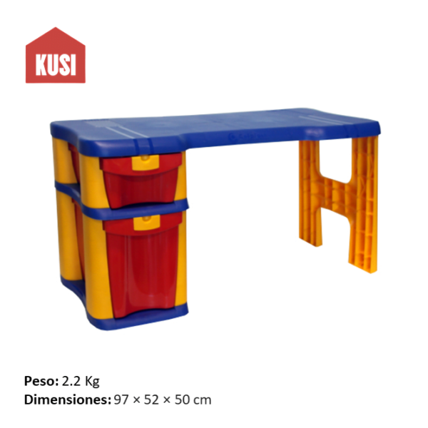 Escritorio Moderno para Niños, Mesa para Lectura en el Dormitorio Con Cajones de ABS Colores Varios