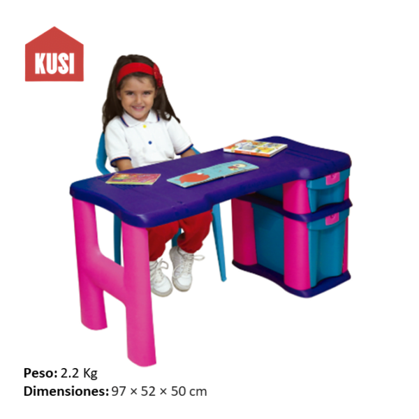 Escritorio Moderno para Niños, Mesa para Lectura en el Dormitorio Con Cajones de ABS Colores Varios