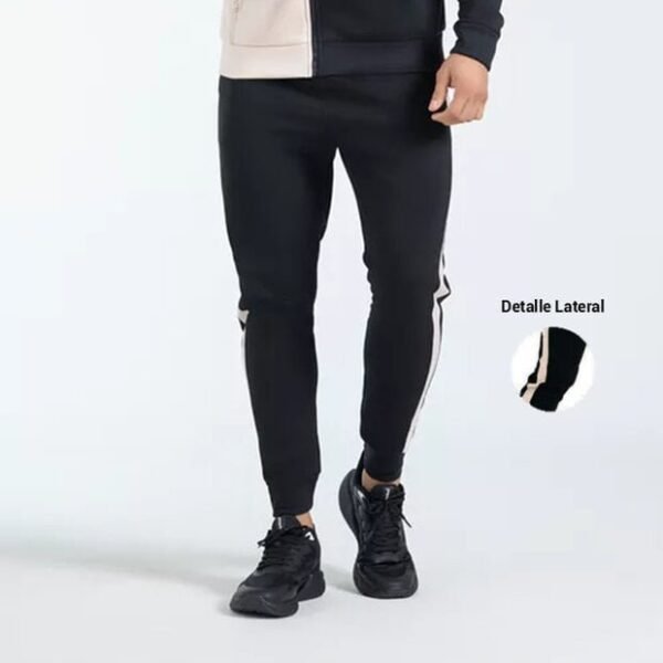 Jogger Deportivo con Detalle Lateral para Hombre Pantalones Deportivos de Estilo Urbano para Hombre de Poliéster Color Negro