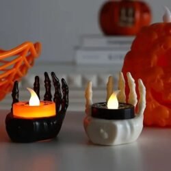 Lámpara de Vela LED con Soportes de Plástico en Forma de Mano con Llama Parpadeante Electrónica Vela de Fantasma Brillante DIY, Decoración de Atmósfera Electrónica de Plástico Colores Varios