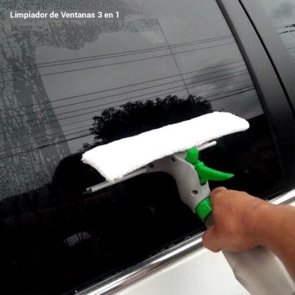 Limpiador de Ventanas 3 en 1, Spray en Seco Limpiador de Vidrios Portátil 3-en-1 con Pulverizador y Raspador de PVA y Microfibra