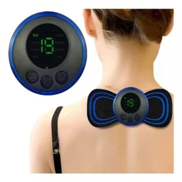 Masajeador Eléctrico con Pantalla LCD, Parche de Estimulación de Baja Frecuencia Estimulador EMS para Cuello y Espalda de ABS Color Negro