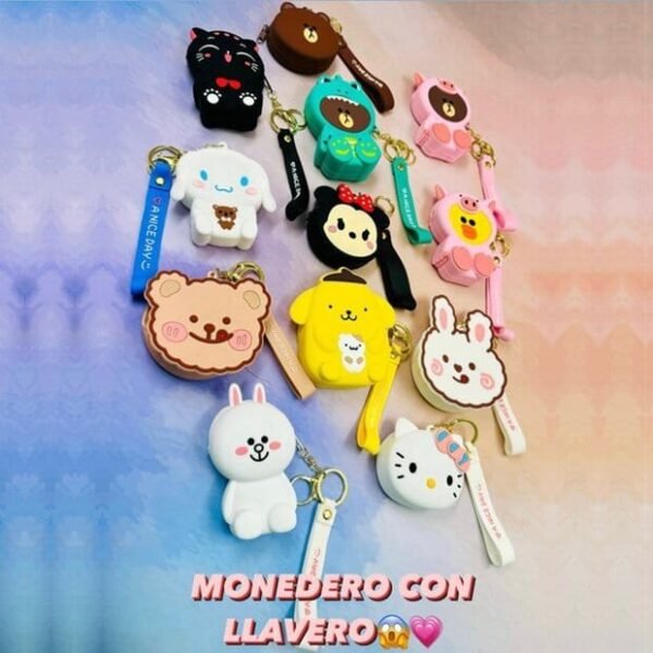 Monedero De Silicona Con Llavero Line Friends, Hello Kitty, Disney Ideal Para Bolsos, Mochilas Y Regalos de Silicona Estilos Varios