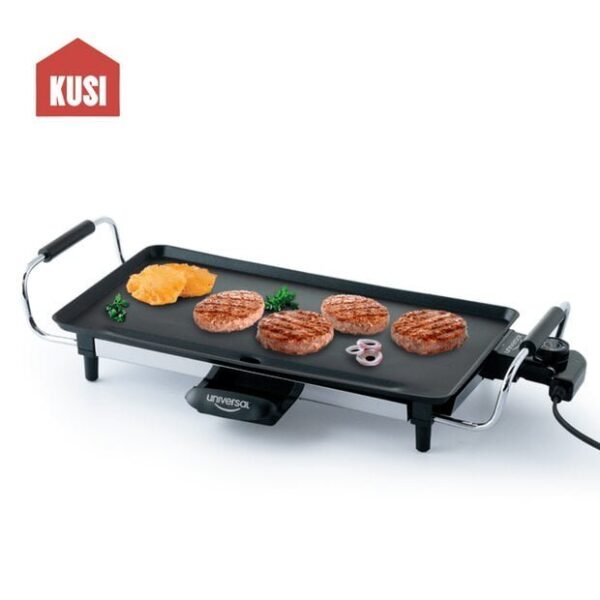 Plancha Asador Eléctrica Universal de Recubrimiento Antiadherente Color Negro