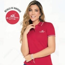 Polo Tejido para Mujer Polo Casual con Líneas Blancas en Cuello y Mangas de Algodón Colores Varios