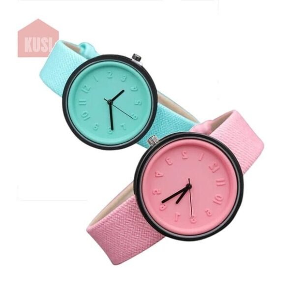 Reloj de Cuarzo con Correa de Cuerina de Moda Casual Colorido Macarons, Estilo Divertido Kawaii de Uso Diario Colores Varios