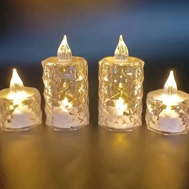 Velas LED Tipo Vela Transparente Sin Llama 8 CM, Decoración para el hogar y Navidad de PP