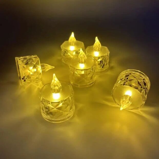 Velas LED Tipo Vela Transparente Sin Llama, Vela Artificial Alimentada Por Batería, Luz Nocturna, Decoración De Navidad Y Año Nuevo de PP