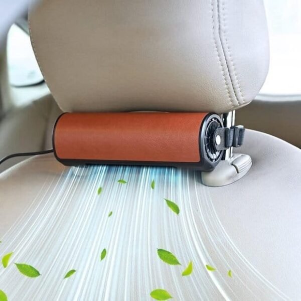 Ventilador Universal para Reposacabezas Trasero Interior de Carro, Enfriador de Asiento de Automovil Alimentado por USB Portátil Mejor Circulación del Aire, Accesorio de Comodidad para el Conductor y el Pasajero de ABS Color Café