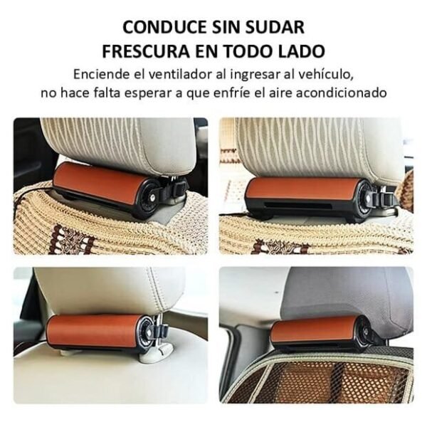 Ventilador Universal para Reposacabezas Trasero Interior de Carro, Enfriador de Asiento de Automovil Alimentado por USB Portátil Mejor Circulación del Aire, Accesorio de Comodidad para el Conductor y el Pasajero de ABS Color Café