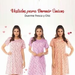 Vestido para Dormir Prenda de Dormir Fresca y Cómoda de Poliéster Colores Varios