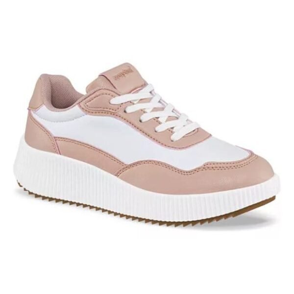 Zapatillas a la Moda de Plataforma Simple para Mujer Tenis Casuales con Cordones Cómodos de Sintético Color Rosado